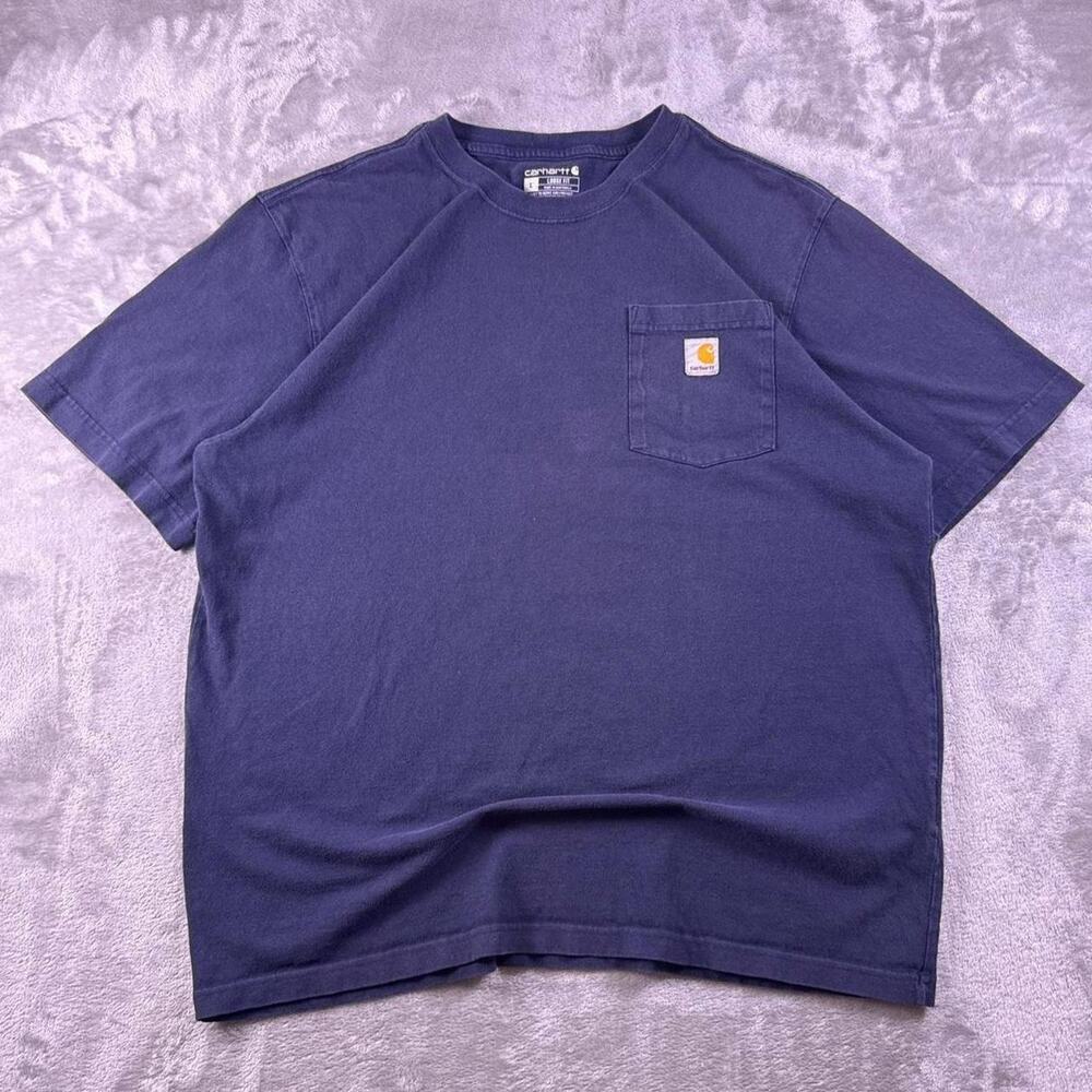 Carhartt Pocket T Shirt Mens Large Blue Loose Fit Workwear Faded Tee